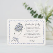 Blauwe Bloemenmarkt Bloemen Boeken voor Baby Inser Informatiekaartje (Staand voorkant)