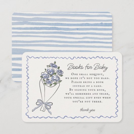 Blauwe Bloemenmarkt Bloemen Boeken voor Baby Inser Informatiekaartje (Voorkant / Achterkant)