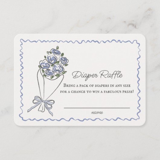 Blauwe Bloemenmarkt Bloemen Luier Raffle Insert Informatiekaartje (Voorkant)