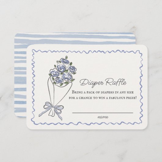 Blauwe Bloemenmarkt Bloemen Luier Raffle Insert Informatiekaartje (Voorkant / Achterkant)