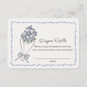 Blauwe Bloemenmarkt Bloemen Luier Raffle Insert Informatiekaartje