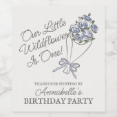 Blauwe Bloemenmarkt Frisse Bloemen Verjaardag Wijn Etiket (Enkel label)