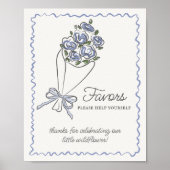 Blauwe Bloemenmarkt Frisse Bloemengunsten Teken Poster (Voorkant)