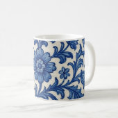 Blauwe bloemenmok. koffiemok (Voorkant rechts)