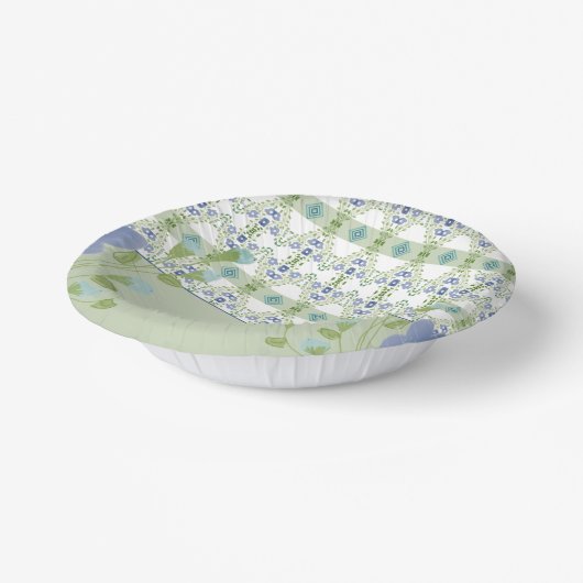 Blauwe bloemenmotief papieren kommen (Gebogen)