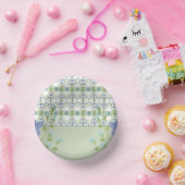 Blauwe bloemenmotief papieren kommen (Feest)