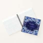 Blauwe bloemennaam elegant notitieboek (Binnen)