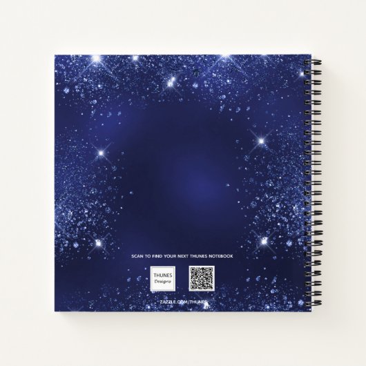 Blauwe bloemennaam elegant notitieboek (Achterkant)