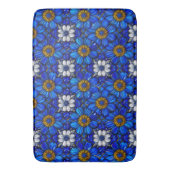 Blauwe bloemenpatroon badmat (Voorkant Verticaal)
