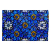 Blauwe bloemenpatroon kussensloop (Achterkant)