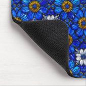 Blauwe bloemenpatroon muismat (Hoek)
