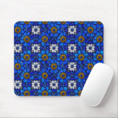 Blauwe bloemenpatroon muismat (Met muis)