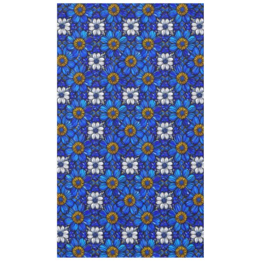 Blauwe bloemenpatroon tafelkleed (Voorkant)