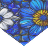 Blauwe bloemenpatroon tafelkleed (Gekanteld)