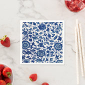 Blauwe Bloemenprint – Elegant Cocktailfeest Papier Servet (Insitu)