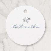 Blauwe bloemenquinceanera bedankjes labels (Achterkant)