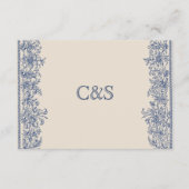 Blauwe bloemenrand bruiloft  informatiekaartje (Achterkant)