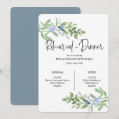 Blauwe bloemenrepetitie en uitnodiging voor het di (Voorkant / Achterkant)