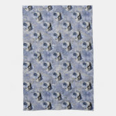 Blauwe Bloemenschedel Serie Ontwerp 2 Theedoek (Verticaal)