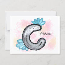 Blauwe Bloemenschildering Brief C