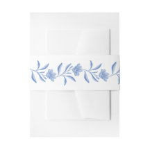 Blauwe Bloemenschildering Chinoiserie Trouw Uitnod