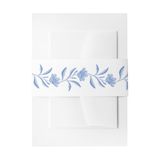 Blauwe Bloemenschildering Chinoiserie Trouw Uitnod Uitnodigingen Wikkel