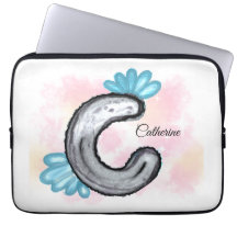Blauwe Bloemenschildering Letter C