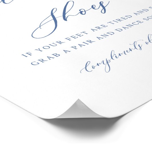 Blauwe bloemenschoenen voor bruiloftsgasten bord poster (Hoek)