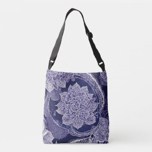 Blauwe bloemenschoonheid AI-kunst Crossbody Tas