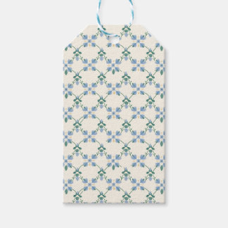 Blauwe Bloemenschutting Tuinpatroon Cadeaubijslags Cadeaulabel
