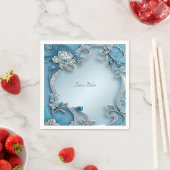 Blauwe  bloemenservetten servet (Insitu)