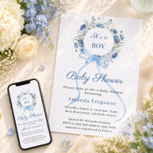 Blauwe bloemenslingergeschenk jongen Baby Shower
