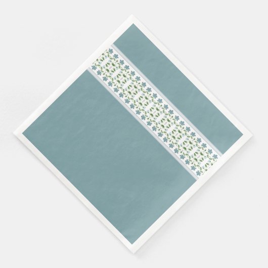 Blauwe bloemenstreep print servet (Hoek)