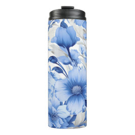 Blauwe Bloemensymfonie Thermosbeker
