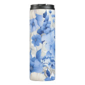 Blauwe Bloemensymfonie Thermosbeker (Achterkant)