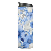 Blauwe Bloemensymfonie Thermosbeker (Geroteerd rechts)