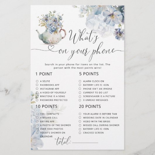 Blauwe bloementheefeest wat er op je telefoonspel  (Voorkant)