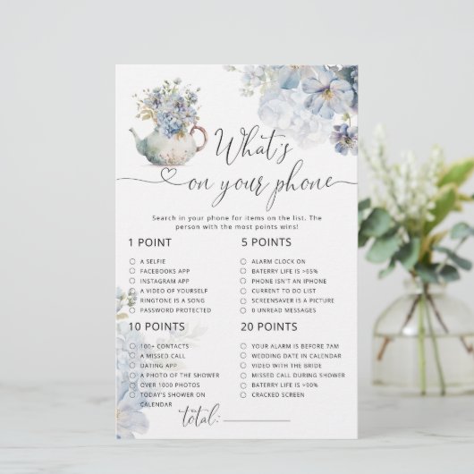 Blauwe bloementheefeest wat er op je telefoonspel  (Staand voorkant)