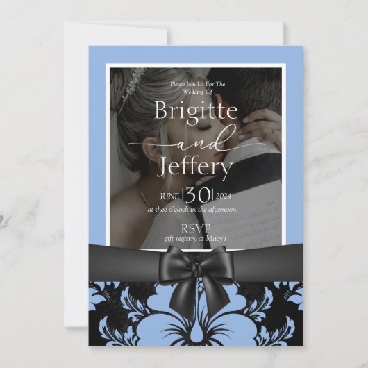 Blauwe bloementraditionele foto kaart (Voorkant)