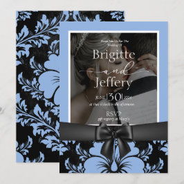 Blauwe bloementraditionele foto kaart