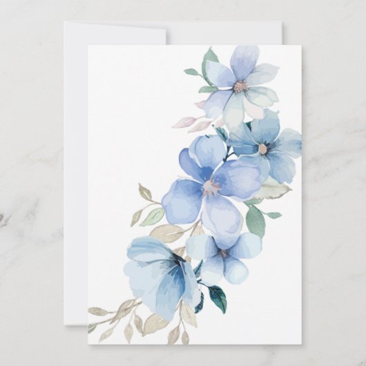 Blauwe bloementuin 20e verjaardag kaart (Achterkant)