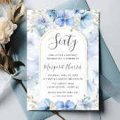 Blauwe bloementuin 60ste verjaardag kaart