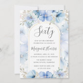 Blauwe bloementuin 60ste verjaardag kaart (Voorkant)