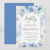 Blauwe bloementuin 80ste tachtig verjaardag kaart (Voorkant / Achterkant)