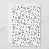 Blauwe bloementuin bruiloft kaart (Achterkant)