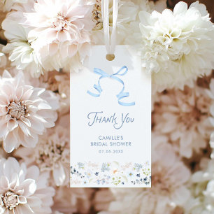 Blauwe bloementuin bruiloftsontbijt bedankkaartjes cadeaulabel