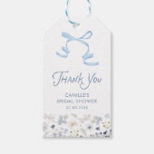 Blauwe bloementuin bruiloftsontbijt bedankkaartjes cadeaulabel (Voorkant)