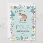 Blauwe Bloementuin Paard Jongen Verjaardag Kaart (Voorkant)