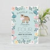 Blauwe Bloementuin Paard Jongen Verjaardag Kaart (Staand voorkant)