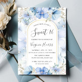 Blauwe Bloementuin Zoet Zestien 16 Verjaardag Kaart